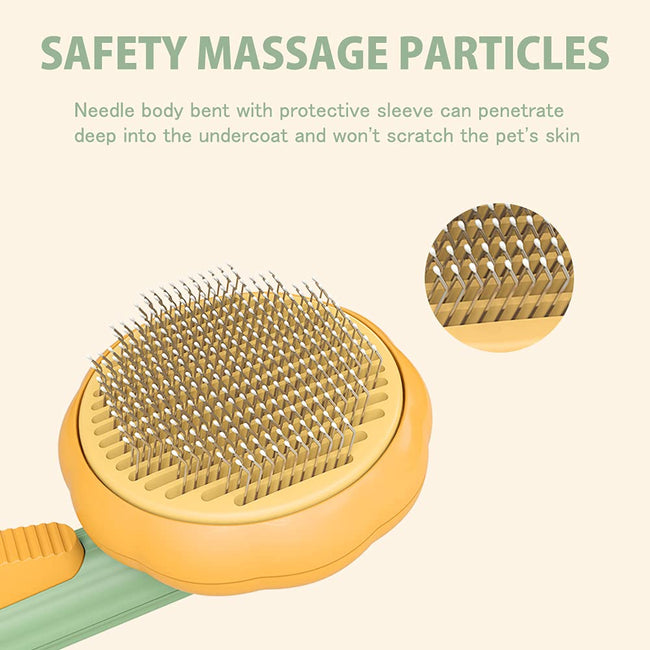 Pumpkin Self Cleaning Slicker Comb for Dog Cat Puppy Rabbit, Grooming Brush Tool Gently Removes Lose Undercoat Tangled Hair