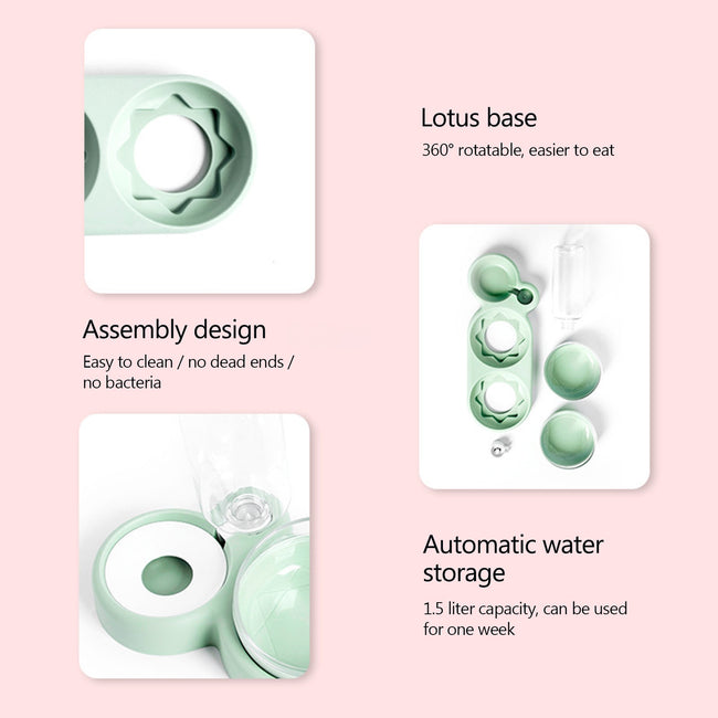 Pet Bowl Cat Double Bowls Food Water Feeder With Auto Water Dispenser Dog Cat Food Bowl Drinking Raised Stand Dish Three Bowls