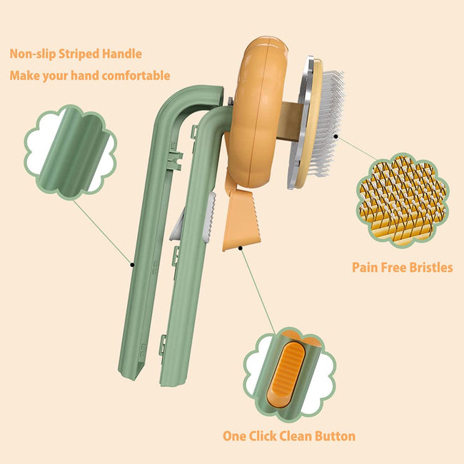 Pumpkin Self Cleaning Slicker Comb for Dog Cat Puppy Rabbit, Grooming Brush Tool Gently Removes Lose Undercoat Tangled Hair