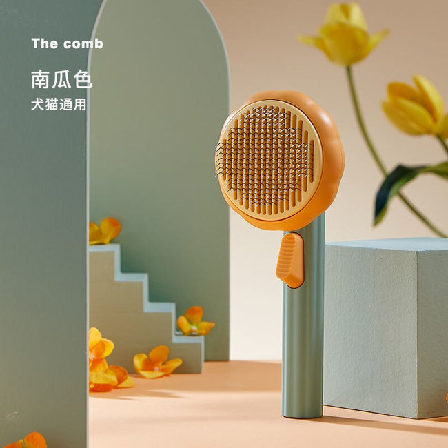 Pumpkin Self Cleaning Slicker Comb for Dog Cat Puppy Rabbit, Grooming Brush Tool Gently Removes Lose Undercoat Tangled Hair