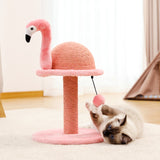 Animal Shaped Cat Scratching Post Flamingos Cute Cat Tree Tower with Sisal Rope for Indoor Cats House Furniture Climbing Frame