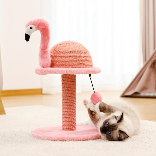 Animal Shaped Cat Scratching Post Flamingos Cute Cat Tree Tower with Sisal Rope for Indoor Cats House Furniture Climbing Frame