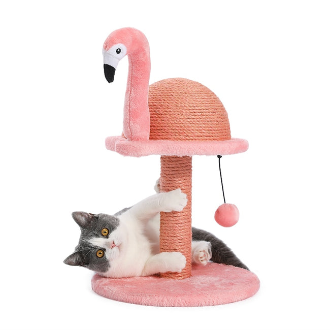 Animal Shaped Cat Scratching Post Flamingos Cute Cat Tree Tower with Sisal Rope for Indoor Cats House Furniture Climbing Frame