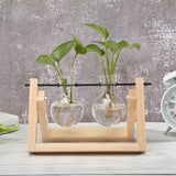 Bonsai Decor flower vase Plant Transparent Vase Wooden Frame vase decoratio Glass Tabletop Plant flower shaped bowl BATACHARLY