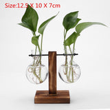 Bonsai Decor flower vase Plant Transparent Vase Wooden Frame vase decoratio Glass Tabletop Plant flower shaped bowl BATACHARLY
