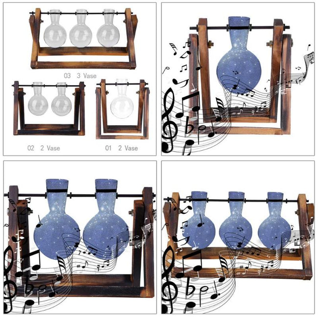Bonsai Decor flower vase Plant Transparent Vase Wooden Frame vase decoratio Glass Tabletop Plant flower shaped bowl BATACHARLY