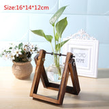 Bonsai Decor flower vase Plant Transparent Vase Wooden Frame vase decoratio Glass Tabletop Plant flower shaped bowl BATACHARLY