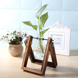 Bonsai Decor flower vase Plant Transparent Vase Wooden Frame vase decoratio Glass Tabletop Plant flower shaped bowl BATACHARLY
