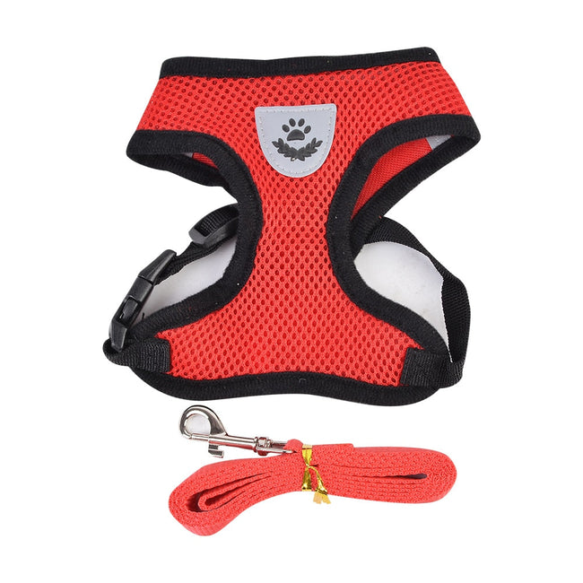 Breathable Small Dog Harness And Leash Nylon Safety Mesh Chest Strap Collar For Kitten Cat Chihuahua Pug Bulldog Cats Vest BATACHARLY