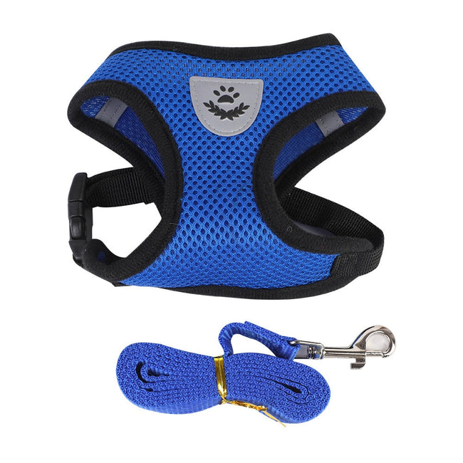 Breathable Small Dog Harness And Leash Nylon Safety Mesh Chest Strap Collar For Kitten Cat Chihuahua Pug Bulldog Cats Vest BATACHARLY