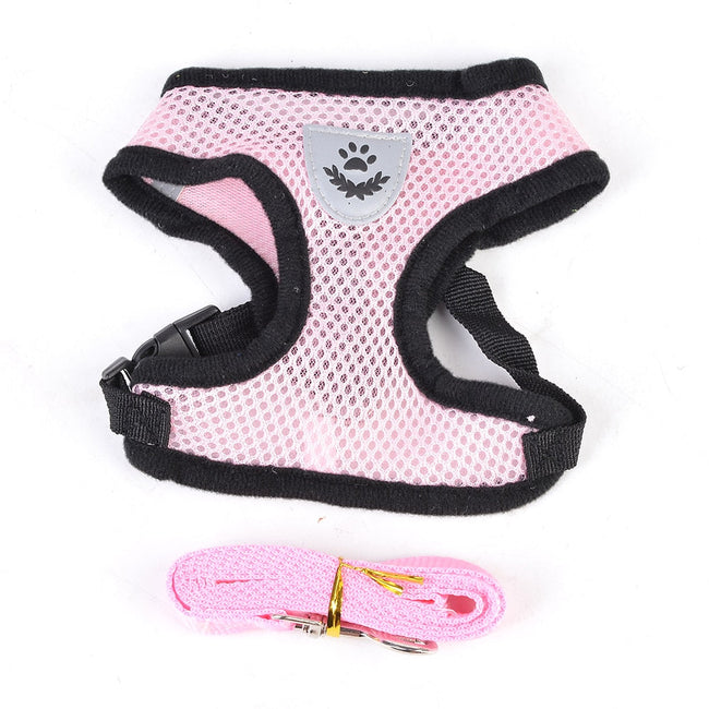 Breathable Small Dog Harness And Leash Nylon Safety Mesh Chest Strap Collar For Kitten Cat Chihuahua Pug Bulldog Cats Vest BATACHARLY