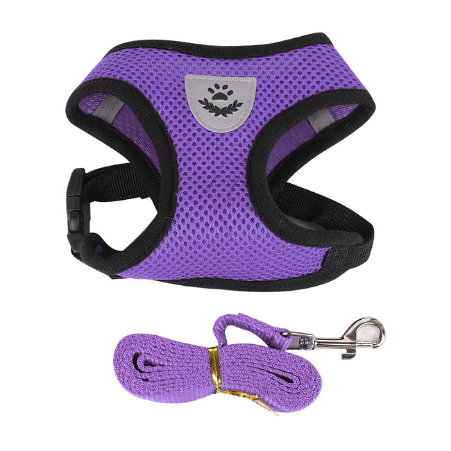 Breathable Small Dog Harness And Leash Nylon Safety Mesh Chest Strap Collar For Kitten Cat Chihuahua Pug Bulldog Cats Vest BATACHARLY