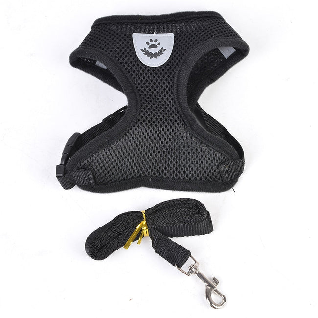 Breathable Small Dog Harness And Leash Nylon Safety Mesh Chest Strap Collar For Kitten Cat Chihuahua Pug Bulldog Cats Vest BATACHARLY