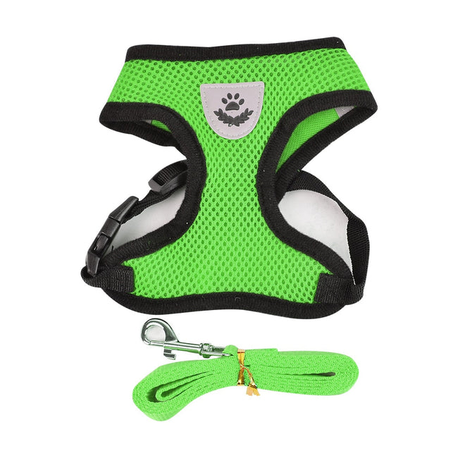 Breathable Small Dog Harness And Leash Nylon Safety Mesh Chest Strap Collar For Kitten Cat Chihuahua Pug Bulldog Cats Vest BATACHARLY