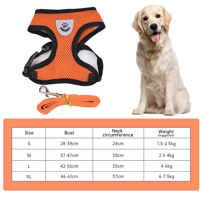 Breathable Small Dog Harness And Leash Nylon Safety Mesh Chest Strap Collar For Kitten Cat Chihuahua Pug Bulldog Cats Vest BATACHARLY