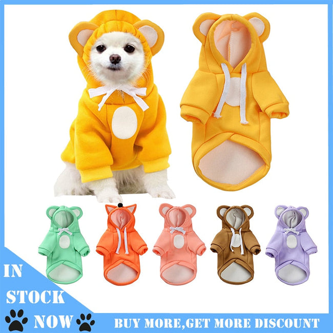 Dog Clothes Winter Warm Dog Cat Hoodies Fleece Warm Hooded Jacket Sweatshirt For Bulldog Chihuahua Puppy Cat Outfit XS-XL BATACHARLY