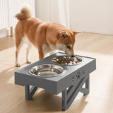 HOOPET Dog Double Bowls with Stand Adjustable Height Pet Feeding Dish Bowl Medium Big Dog Elevated Food Water Feeder Lift Table