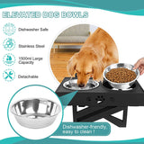HOOPET Dog Double Bowls with Stand Adjustable Height Pet Feeding Dish Bowl Medium Big Dog Elevated Food Water Feeder Lift Table