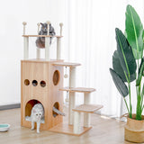 Domestic Delivery Wooden Modern Cat Tower Cat's Activity Cat Furniture with Removable and Washable Mats for Kitten Large Cats
