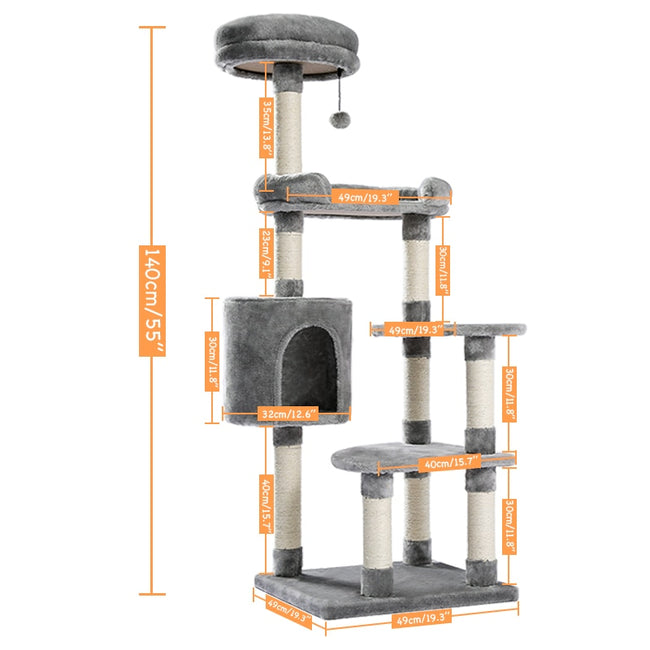 Domestic Delivery Wooden Modern Cat Tower Cat's Activity Cat Furniture with Removable and Washable Mats for Kitten Large Cats