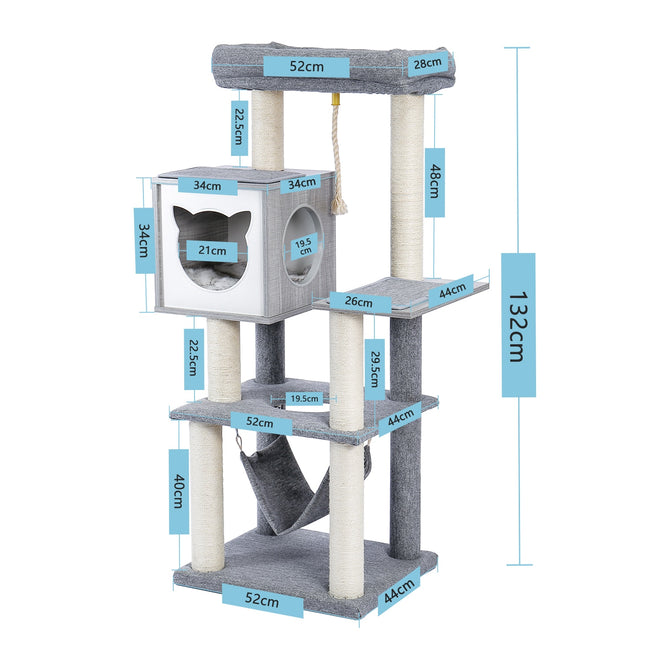 Domestic Delivery Wooden Modern Cat Tower Cat's Activity Cat Furniture with Removable and Washable Mats for Kitten Large Cats