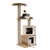 Domestic Delivery Wooden Modern Cat Tower Cat's Activity Cat Furniture with Removable and Washable Mats for Kitten Large Cats