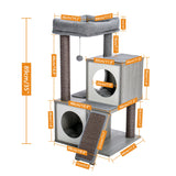 Domestic Delivery Wooden Modern Cat Tower Cat's Activity Cat Furniture with Removable and Washable Mats for Kitten Large Cats