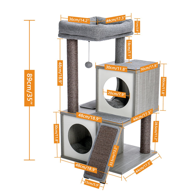 Domestic Delivery Wooden Modern Cat Tower Cat's Activity Cat Furniture with Removable and Washable Mats for Kitten Large Cats