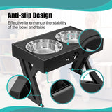 HOOPET Dog Double Bowls with Stand Adjustable Height Pet Feeding Dish Bowl Medium Big Dog Elevated Food Water Feeder Lift Table