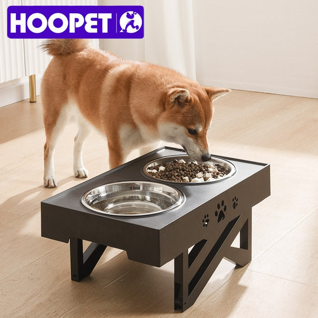 HOOPET Dog Double Bowls with Stand Adjustable Height Pet Feeding Dish Bowl Medium Big Dog Elevated Food Water Feeder Lift Table