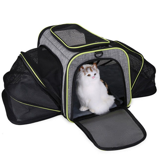 Soft Portable Pet Carrier Bag Breathable Dog Backpack With Mesh Window Outdoor Travel Expandable Cats Handbag Safety Zippers