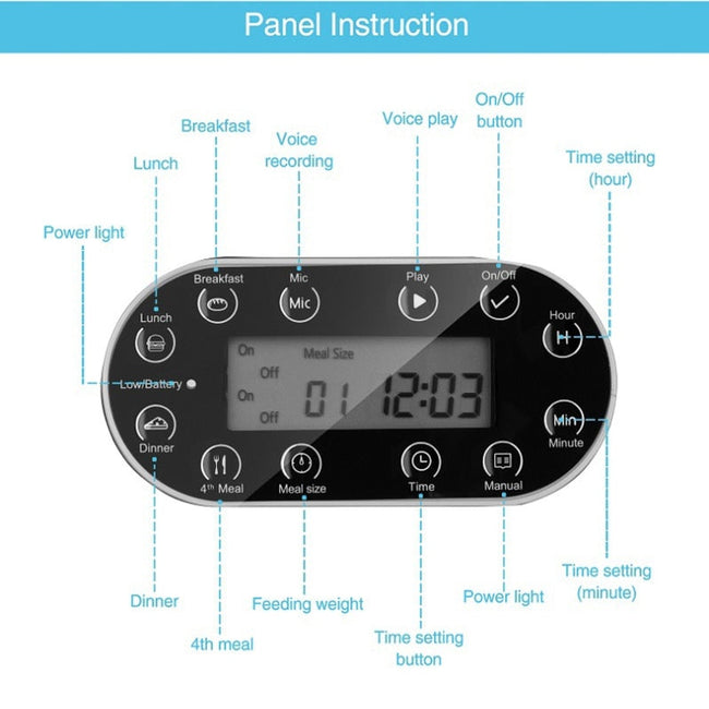 Smart Automatic Pet Feeder With Voice Record Stainless Steel LCD Screen Timer For Dog Food Bowl Cat Food Dispenser Pet Supplies BATACHARLY
