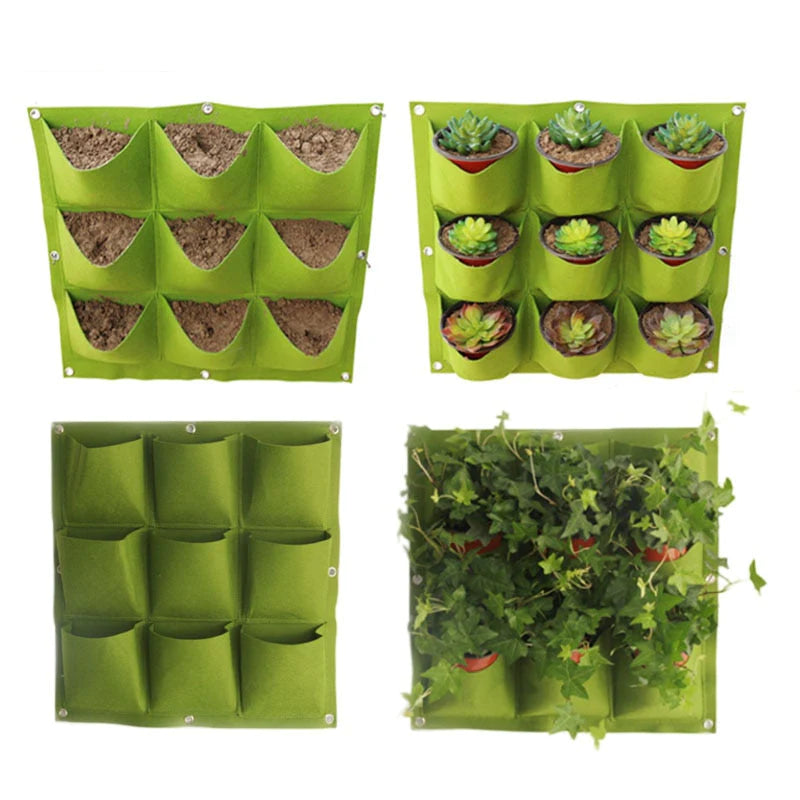 Maximize Space and Greenery with the 18/36/49 Pockets Hanging Green Grow Bag Planter!