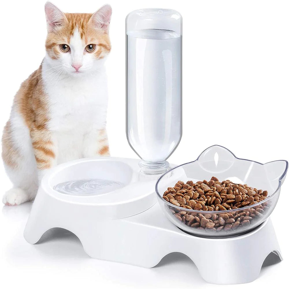Elevate Your Pet's Dining Experience with the Pet Bowl Cat Double Bowls Food Water Feeder!