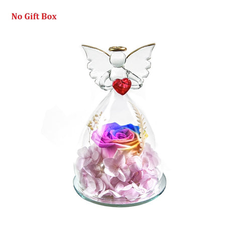 Angel Gifts for Mom Preserved Roses In Glass Forever Eternal Rose Flowers Wedding Birthday Anniversary Mothers Day Gifts for Her
