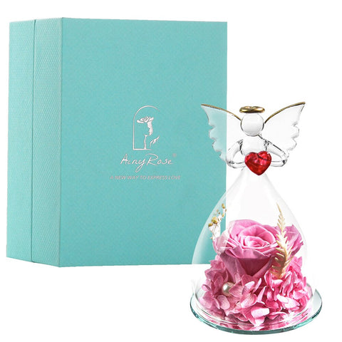 Angel Gifts for Mom Preserved Roses In Glass Forever Eternal Rose Flowers Wedding Birthday Anniversary Mothers Day Gifts for Her