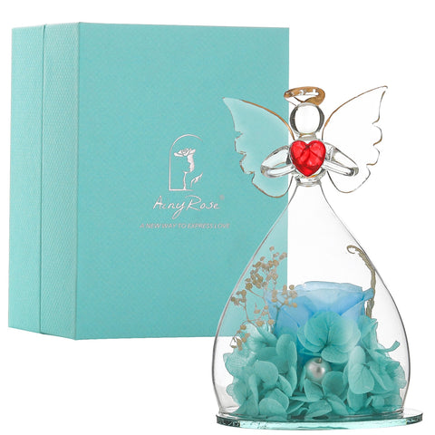 Angel Gifts for Mom Preserved Roses In Glass Forever Eternal Rose Flowers Wedding Birthday Anniversary Mothers Day Gifts for Her