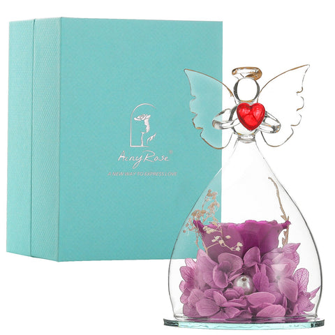 Angel Gifts for Mom Preserved Roses In Glass Forever Eternal Rose Flowers Wedding Birthday Anniversary Mothers Day Gifts for Her