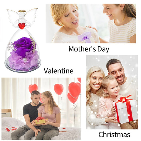 Angel Gifts for Mom Preserved Roses In Glass Forever Eternal Rose Flowers Wedding Birthday Anniversary Mothers Day Gifts for Her