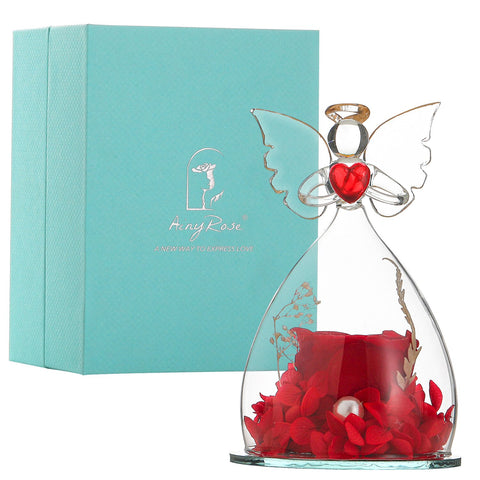 Angel Gifts for Mom Preserved Roses In Glass Forever Eternal Rose Flowers Wedding Birthday Anniversary Mothers Day Gifts for Her
