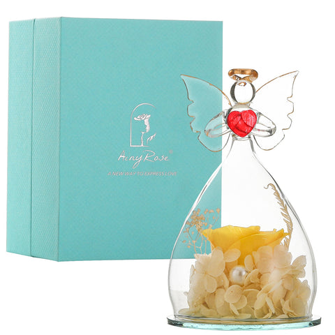 Angel Gifts for Mom Preserved Roses In Glass Forever Eternal Rose Flowers Wedding Birthday Anniversary Mothers Day Gifts for Her