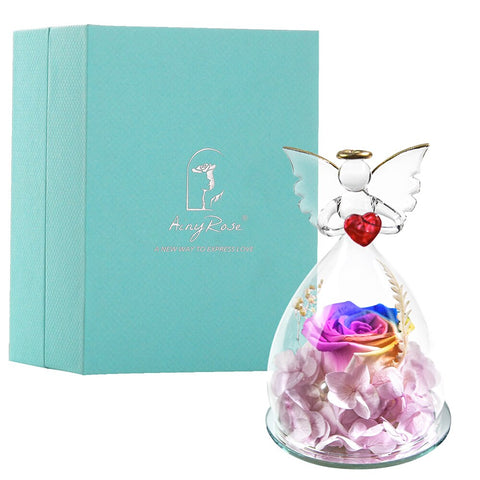 Angel Gifts for Mom Preserved Roses In Glass Forever Eternal Rose Flowers Wedding Birthday Anniversary Mothers Day Gifts for Her