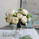 1 Bundle Silk Peony Bouquet Home Decoration Accessories Wedding Party Scrapbook Fake Plants Diy Pompons Artificial Roses Flowers BATACHARLY