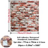 10pcs 3D Brick Wall Sticker DIY Wallpaper for Living Room Bedroom TV Wall Waterproof Self-Adhesive Foam Plastic Wall Stickers BATACHARLY