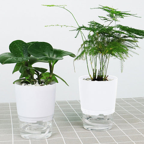 2 Layer Self Watering Planter Home Garden Office Plant Flower Pot With Water Container Automatic Watering Hydroponic Plant Pot BATACHARLY