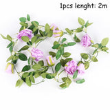 2m Artificial Flowers Rose Ivy Vine Wedding Decoration Real Touch Silk Flower String Home Hanging Garland Party Wedding Decor BATACHARLY