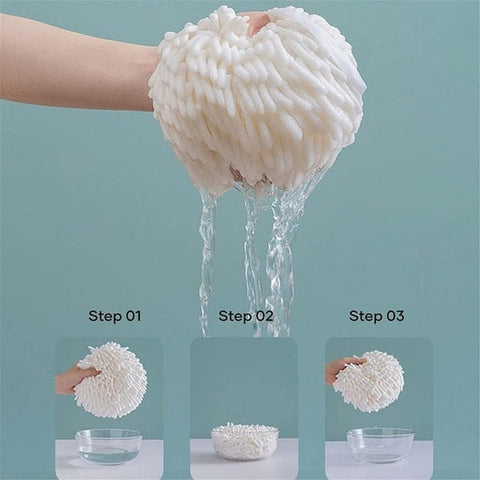 3/2/1pc Quick Dry Soft Absorbent Microfiber Towels Hand Towels Kitchen Bathroom Hand Towel Ball with Hanging Loop Cleaning Cloth BATACHARLY