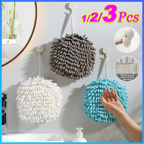 3/2/1pc Quick Dry Soft Absorbent Microfiber Towels Hand Towels Kitchen Bathroom Hand Towel Ball with Hanging Loop Cleaning Cloth BATACHARLY