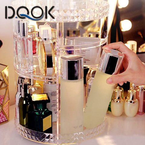 360 Degree Rotation Make Up Organizer Box Cosmetic Organizer Transparent Fashion Spin Multi-Function Detachable Acrylic BATACHARLY