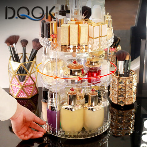 360 Degree Rotation Make Up Organizer Box Cosmetic Organizer Transparent Fashion Spin Multi-Function Detachable Acrylic BATACHARLY